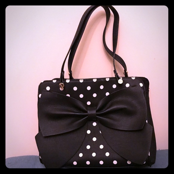 betsey johnson polka dot bow purse